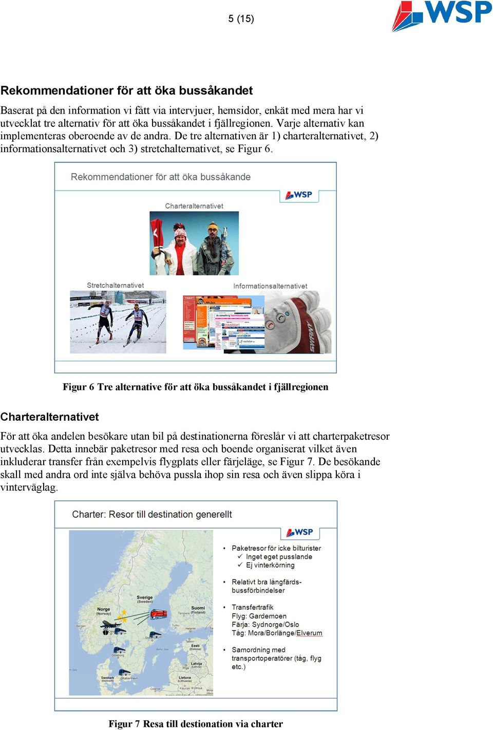 Figur 6 Tre alternative för att öka bussåkandet i fjällregionen Charteralternativet För att öka andelen besökare utan bil på destinationerna föreslår vi att charterpaketresor utvecklas.