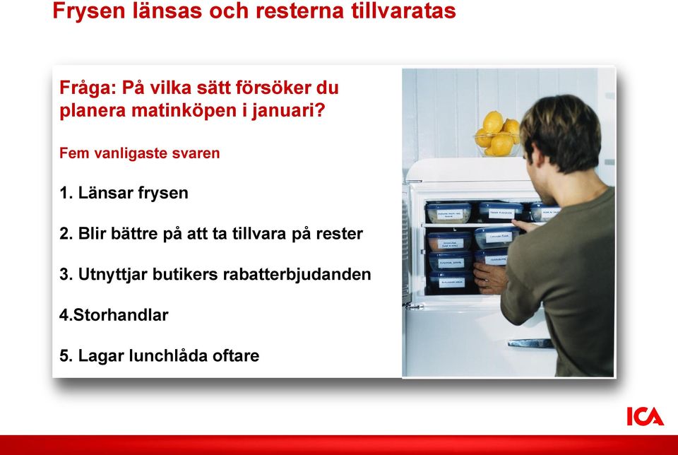 Länsar frysen 2. Blir bättre på att ta tillvara på rester 3.