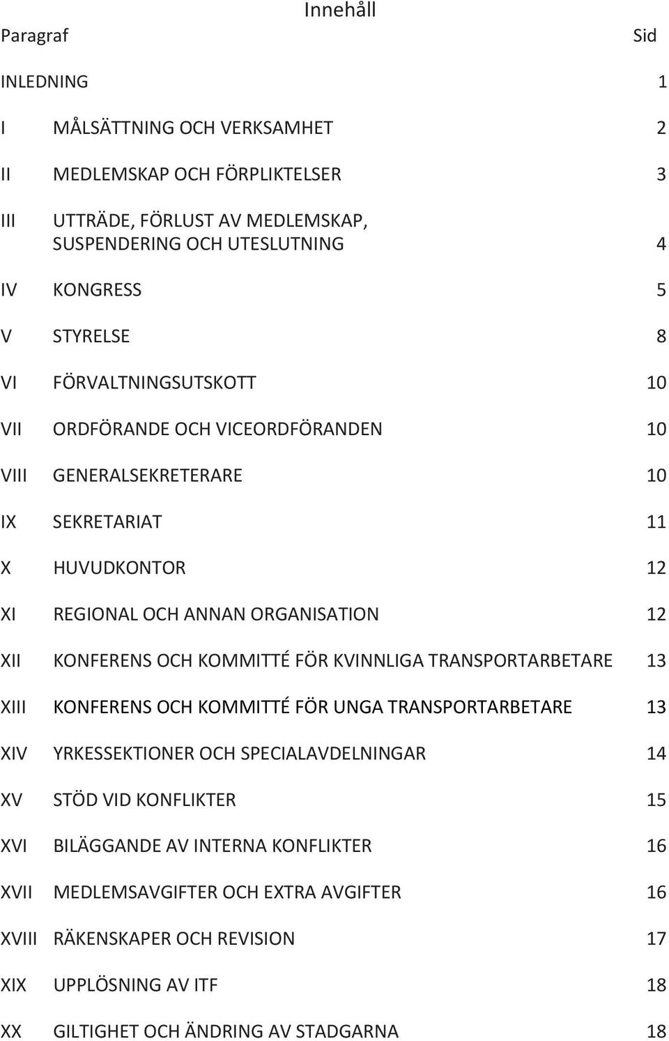 KONFERENS OCH KOMMITTÉ FÖR KVINNLIGA TRANSPORTARBETARE 13 XIII KONFERENS OCH KOMMITTÉ FÖR UNGA TRANSPORTARBETARE 13 XIV YRKESSEKTIONER OCH SPECIALAVDELNINGAR 14 XV STÖD VID