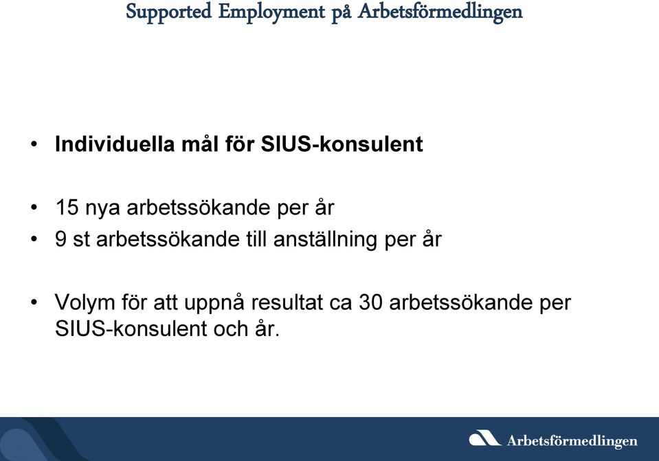 arbetssökande till anställning per år Volym för att