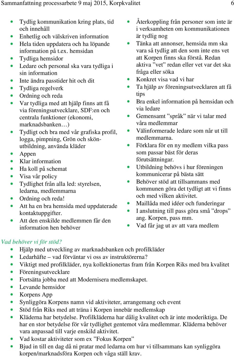 föreningsutvecklare, SDF:en och centrala funktioner (ekonomi, marknadsbanken ) Tydligt och bra med vår grafiska profil, logga, pimpning, Grön och skönutbildning, använda kläder Appen Klar information