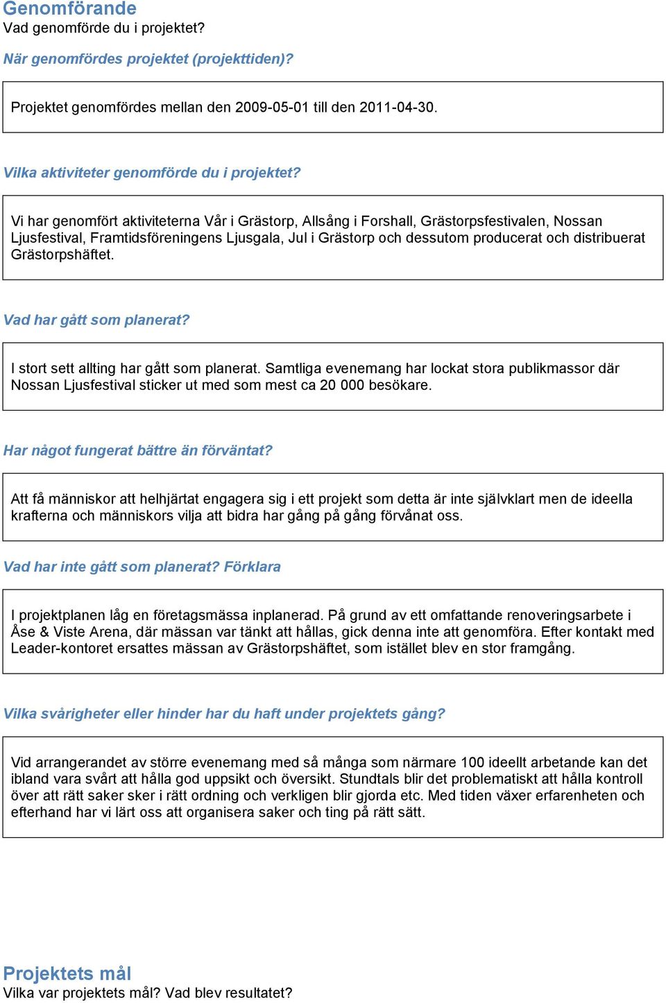 Grästorpshäftet. Vad har gått som planerat? I stort sett allting har gått som planerat.