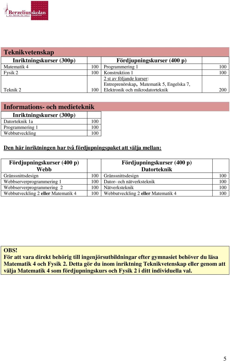 fördjupningspaket att välja mellan: Fördjupningskurser (400 p) Webb Fördjupningskurser (400 p) Datorteknik Gränssnittsdesign 100 Gränssnittsdesign 100 Webbserverprogrammering 1 100 Dator- och