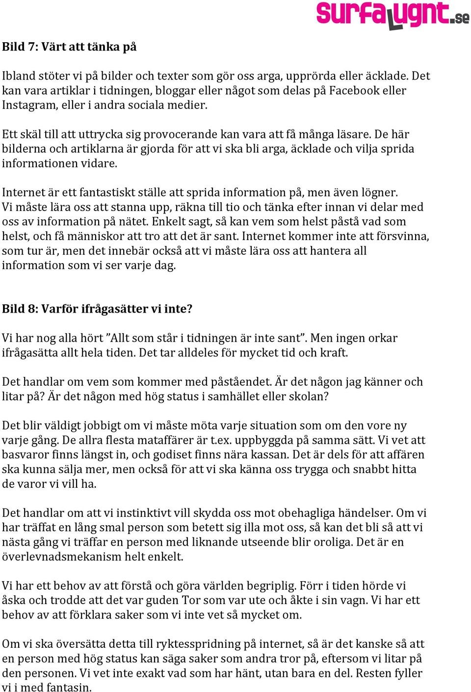 De här bilderna och artiklarna är gjorda för att vi ska bli arga, äcklade och vilja sprida informationen vidare. Internet är ett fantastiskt ställe att sprida information på, men även lögner.