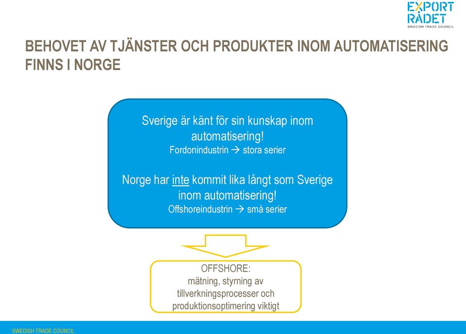 Fordonindustrin stora serier Norge har inte kommit lika långt som Sverige inom