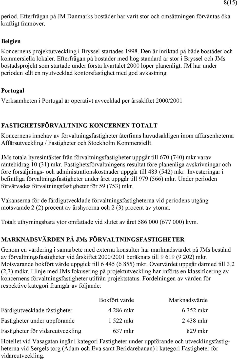 JM har under perioden sålt en nyutvecklad kontorsfastighet med god avkastning.