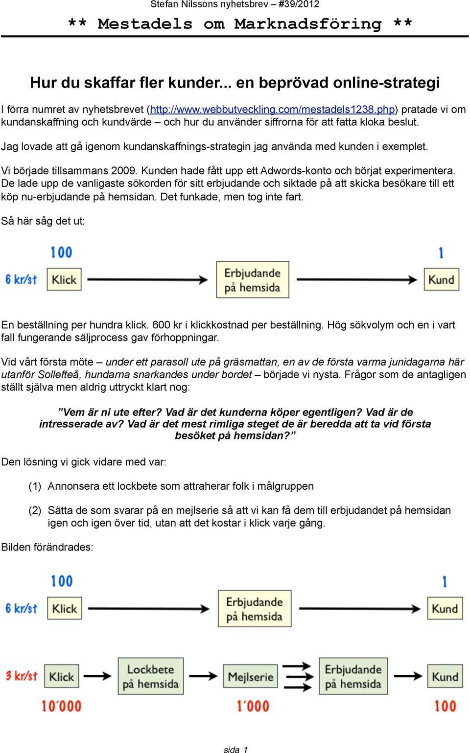 Vi började tillsammans 2009. Kunden hade fått upp ett Adwords-konto och börjat experimentera.