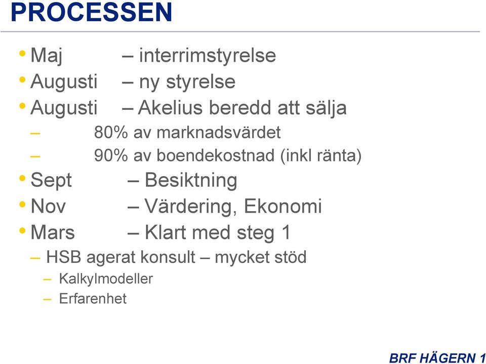 boendekostnad (inkl ränta) Sept Besiktning Nov Värdering,
