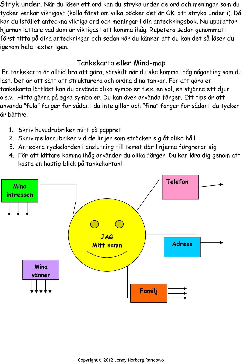 Repetera sedan genommatt först titta på dina anteckningar och sedan när du känner att du kan det så läser du igenom hela texten igen.