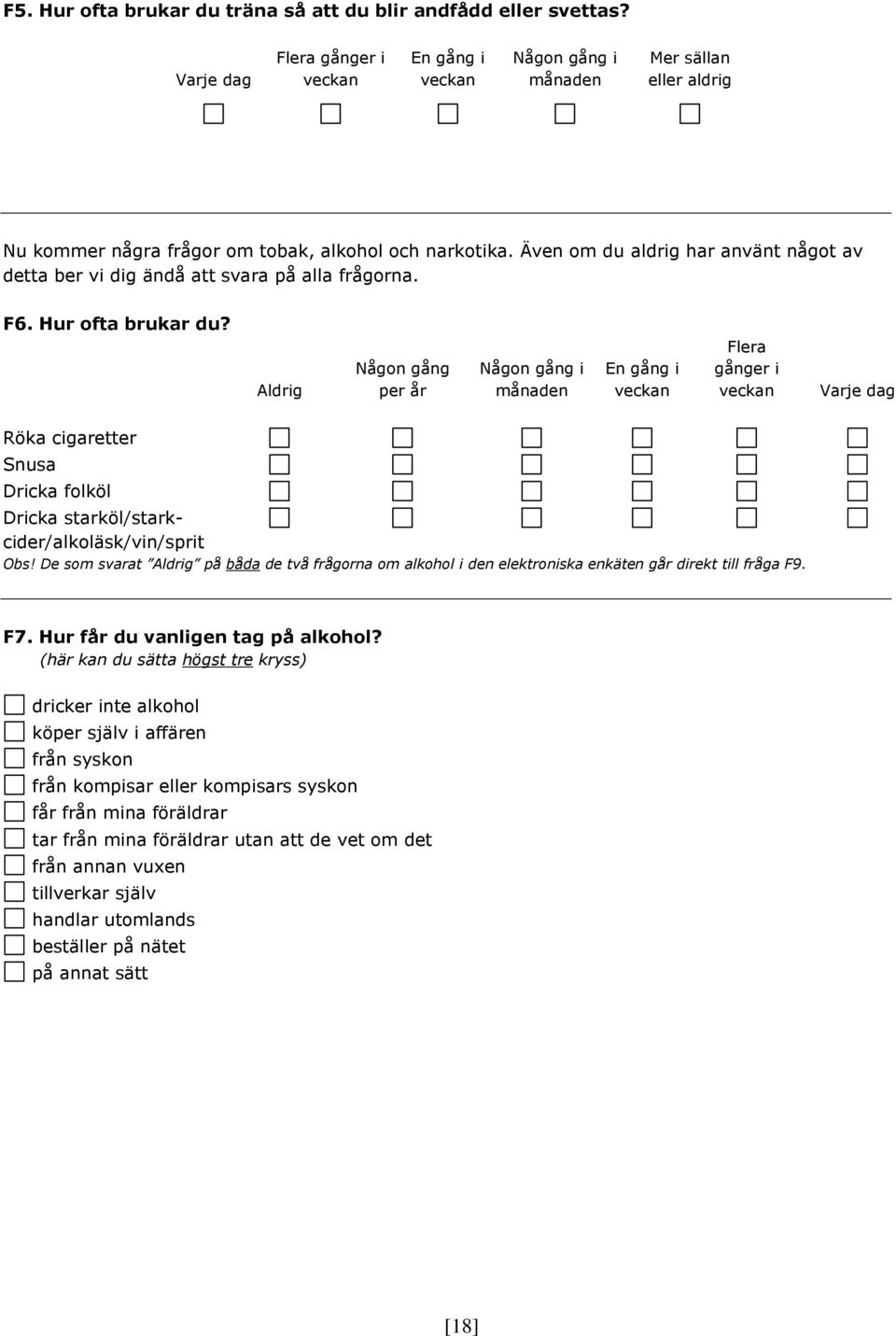 Även om du aldrig har använt något av detta ber vi dig ändå att svara på alla frågorna. F6. Hur ofta brukar du?