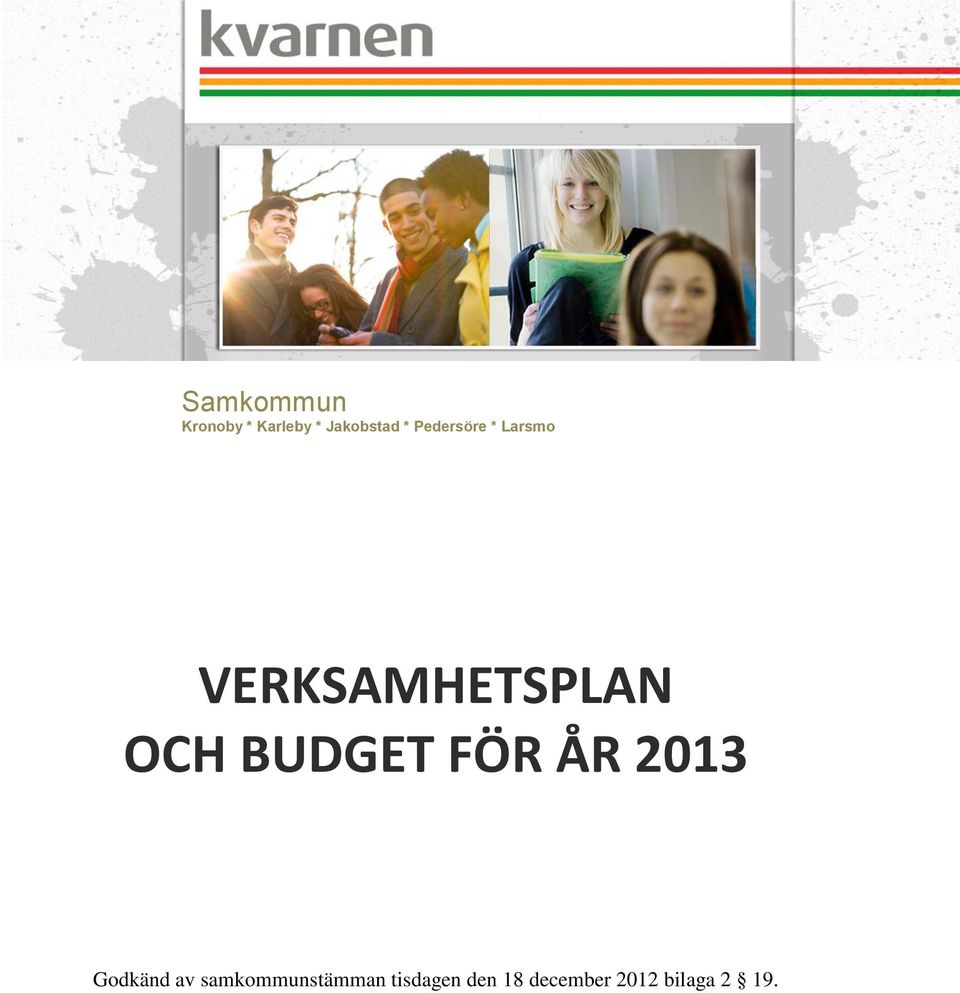 BUDGET FÖR ÅR 2013 Godkänd av