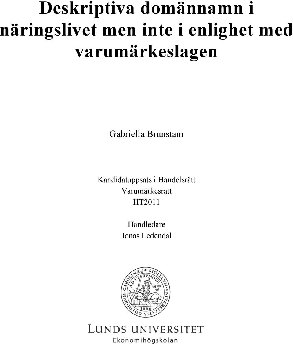 Gabriella Brunstam Kandidatuppsats i