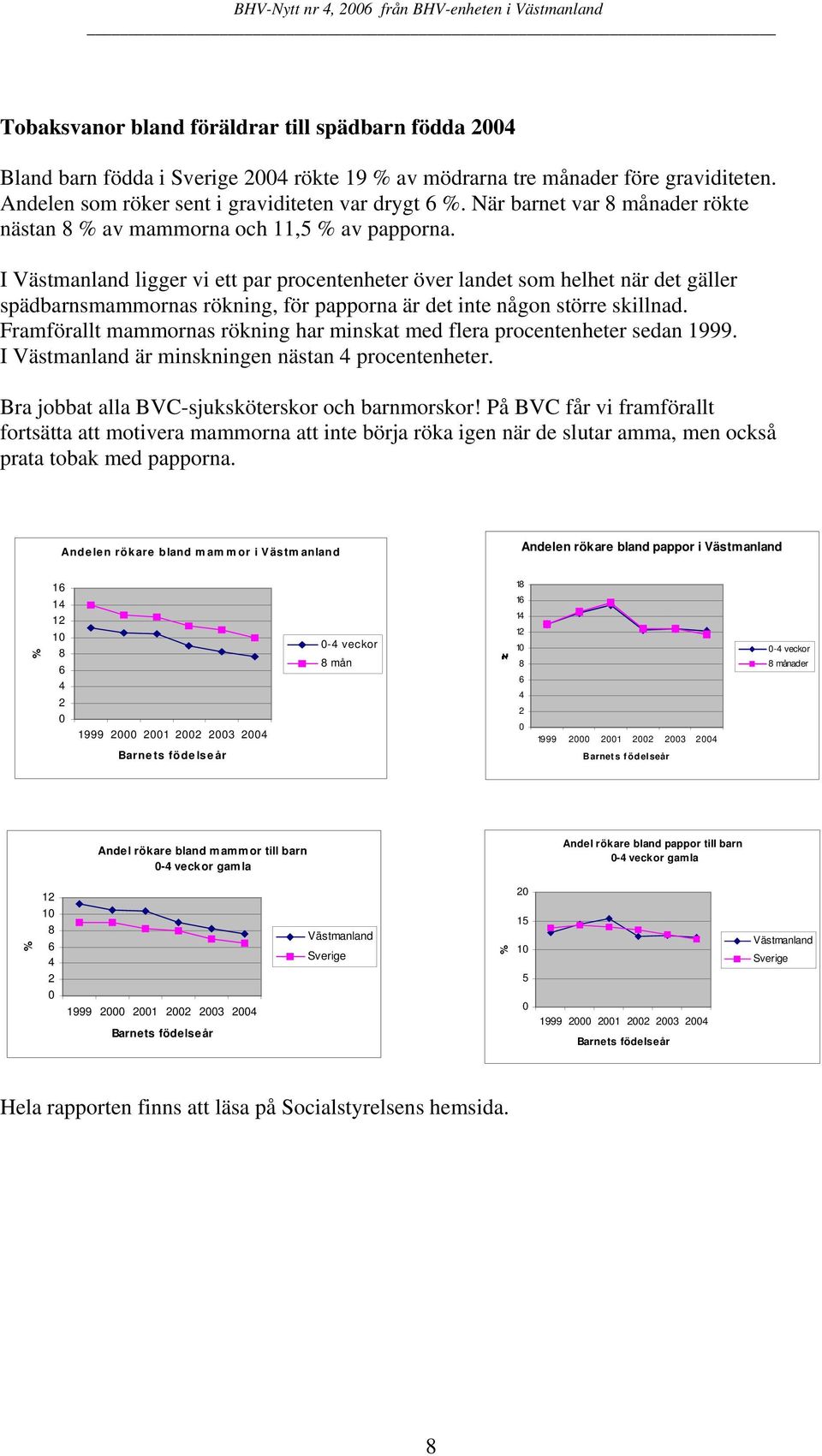 I Västmanland ligger vi ett par procentenheter över landet som helhet när det gäller spädbarnsmammornas rökning, för papporna är det inte någon större skillnad.