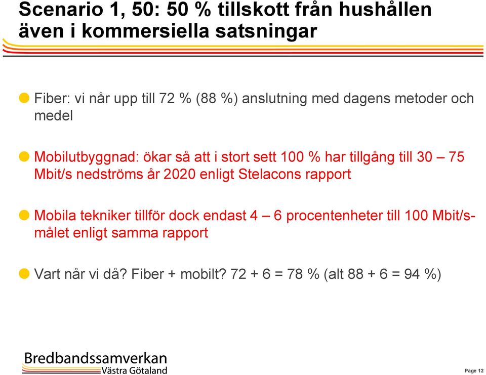 75 Mbit/s nedströms år 2020 enligt Stelacons rapport Mobila tekniker tillför dock endast 4 6 procentenheter