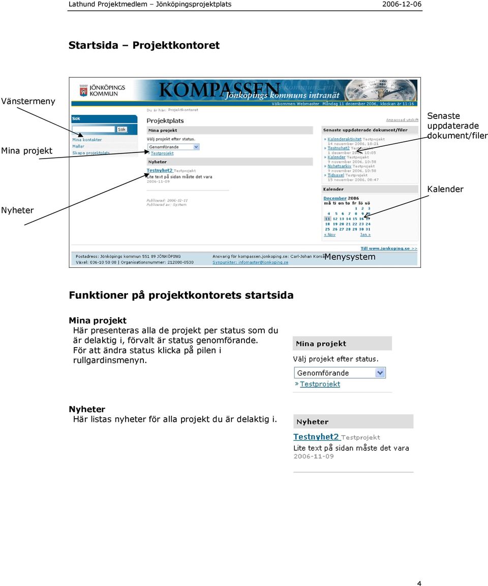 projekt per status som du är delaktig i, förvalt är status genomförande.