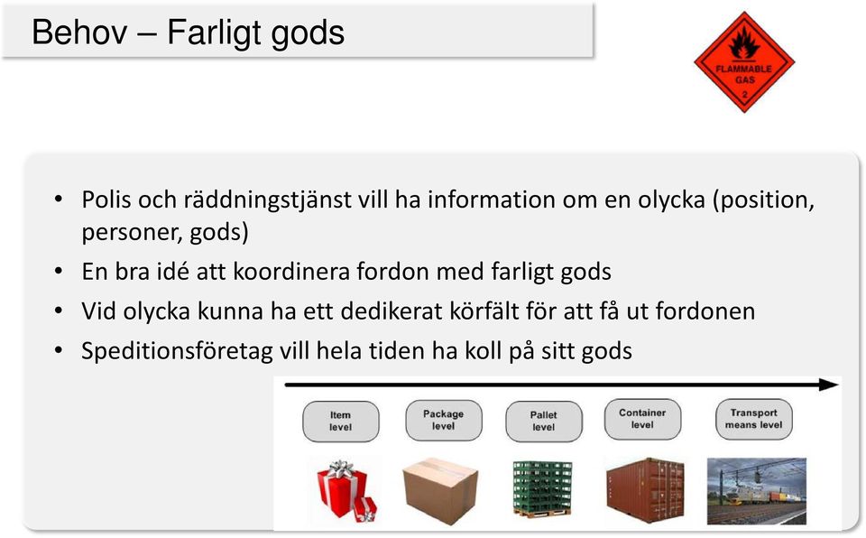 fordon med farligt gods Vid olycka kunna ha ett dedikerat körfält