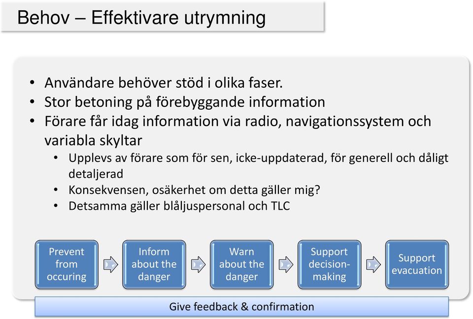 Upplevs av förare som för sen, icke-uppdaterad, för generell och dåligt detaljerad Konsekvensen, osäkerhet om detta gäller