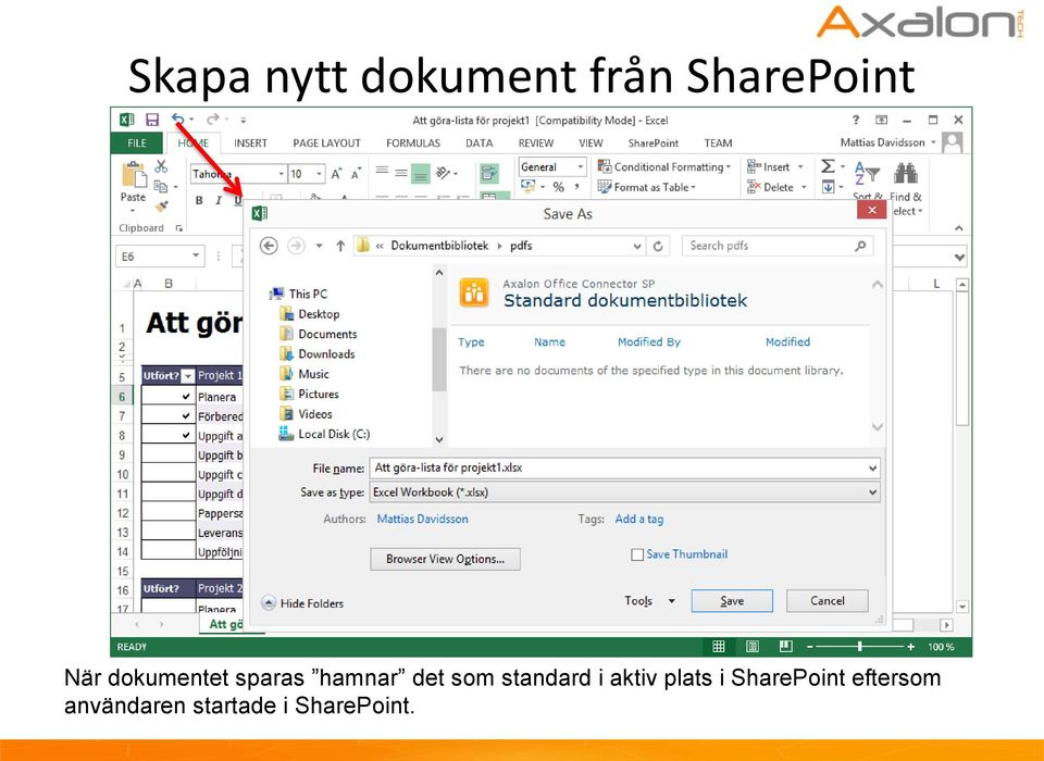 standard i aktiv plats i SharePoint