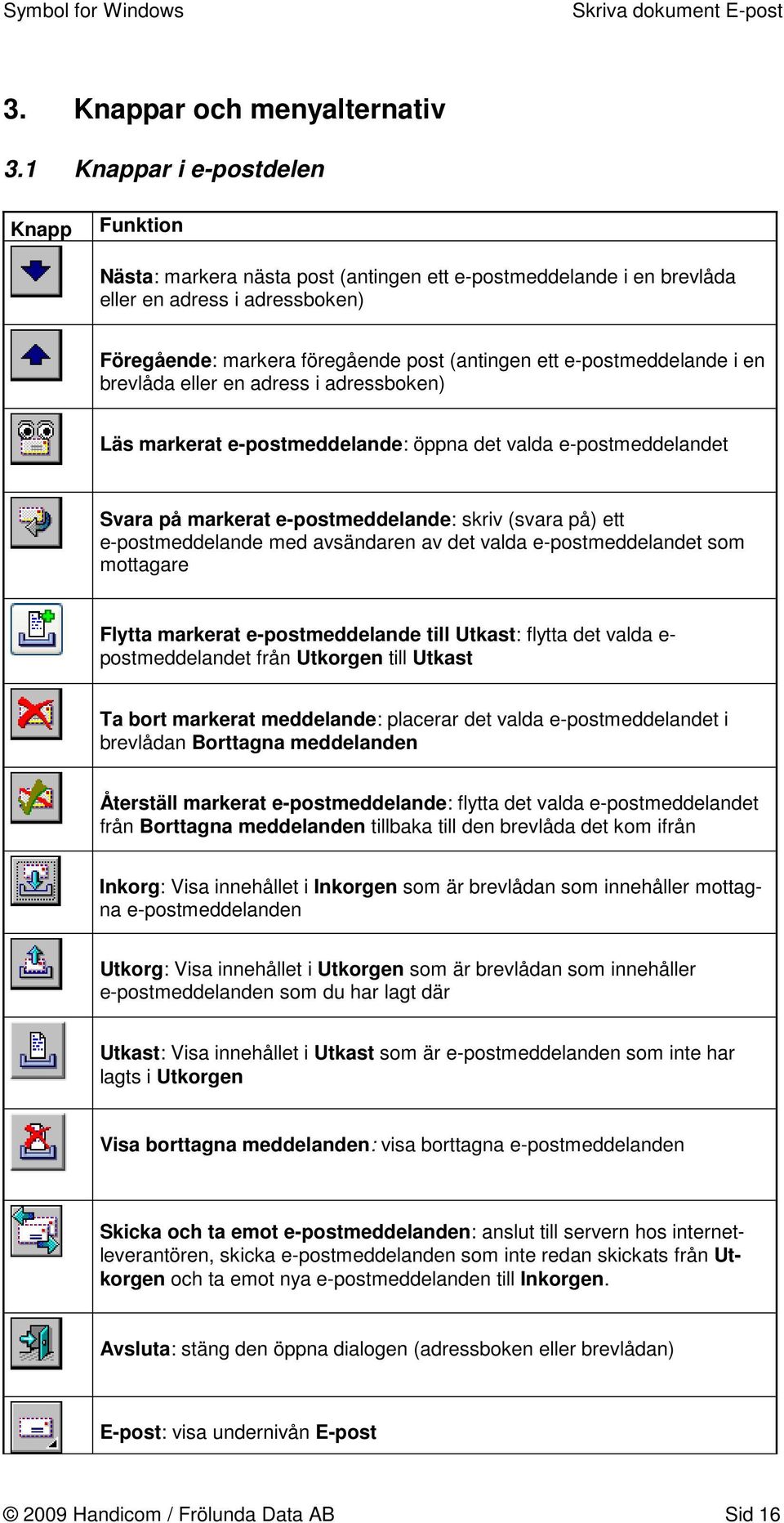 e-postmeddelande i en brevlåda eller en adress i adressboken) Läs markerat e-postmeddelande: öppna det valda e-postmeddelandet Svara på markerat e-postmeddelande: skriv (svara på) ett