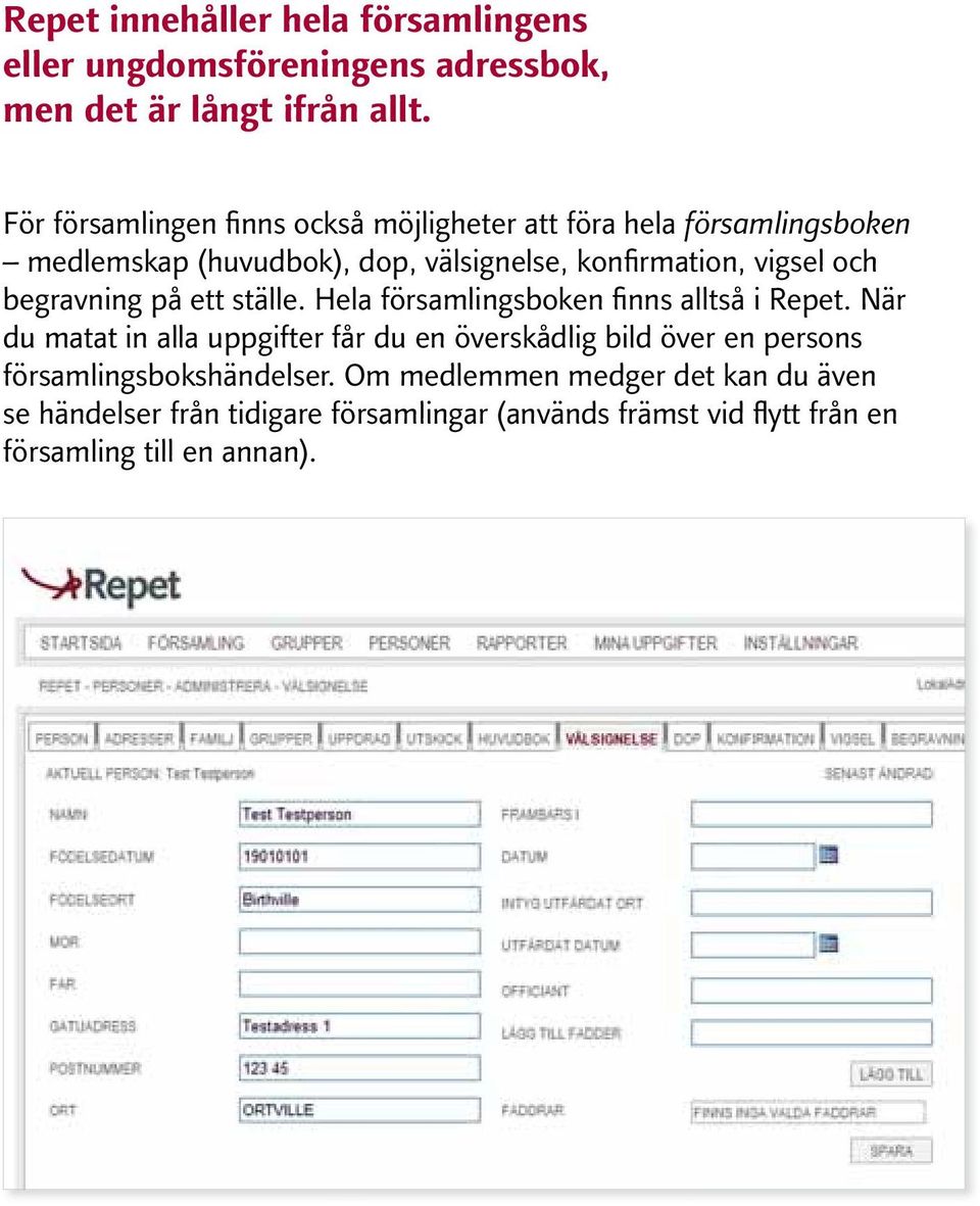 och begravning på ett ställe. Hela församlingsboken fi nns alltså i Repet.