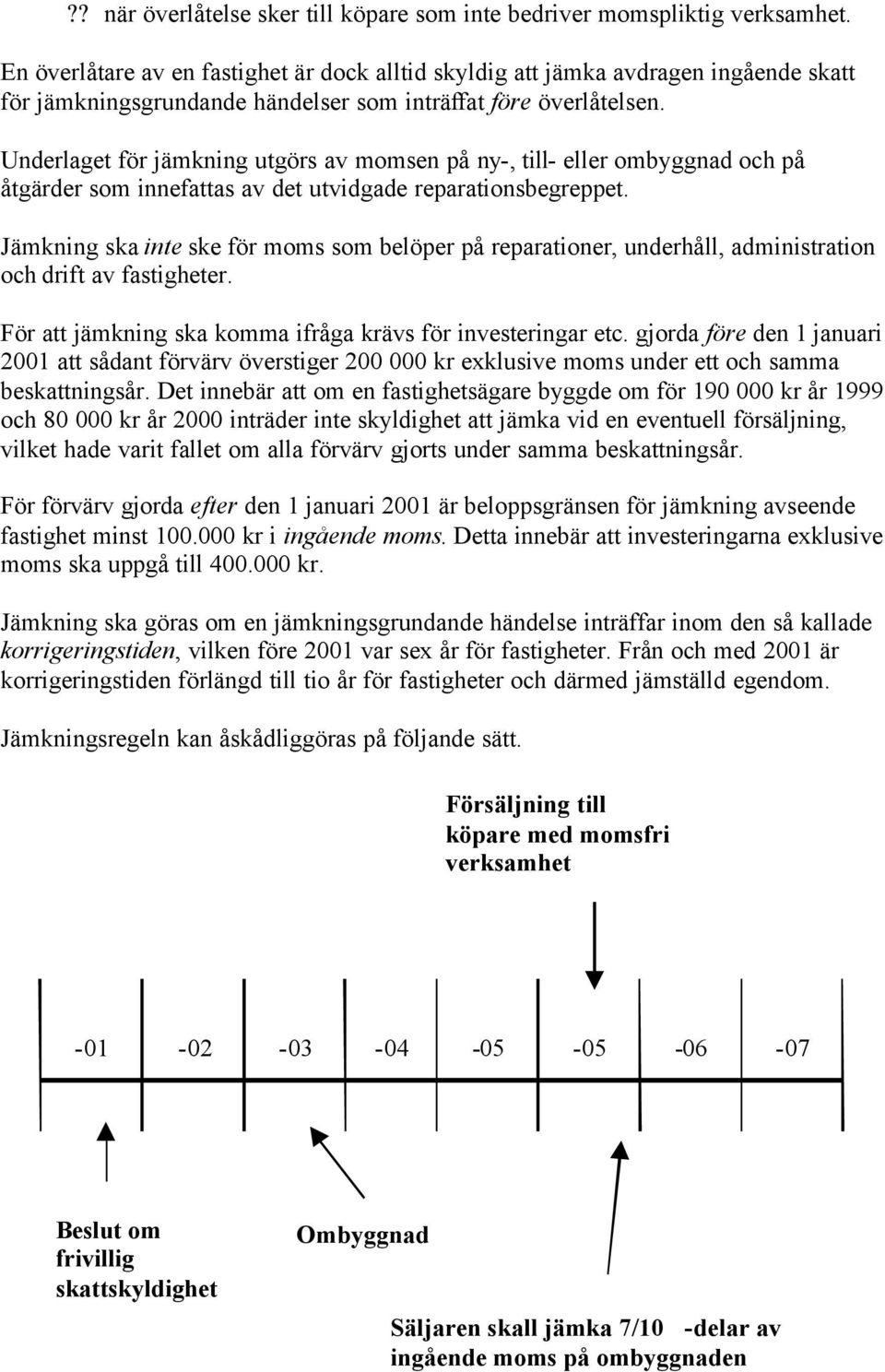 Underlaget för jämkning utgörs av momsen på ny-, till- eller ombyggnad och på åtgärder som innefattas av det utvidgade reparationsbegreppet.