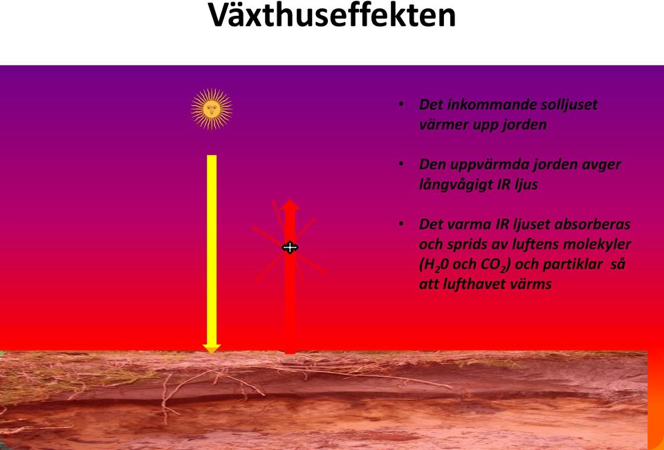 Det varma IR ljuset absorberas och sprids av luftens