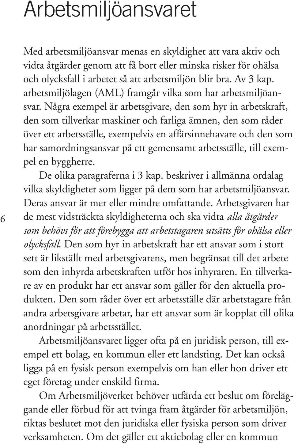 Några exempel är arbetsgivare, den som hyr in arbetskraft, den som tillverkar maskiner och farliga ämnen, den som råder över ett arbetsställe, exempelvis en affärsinnehavare och den som har