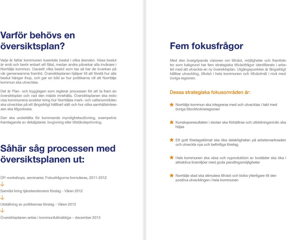 Översiktsplanen hjälper till att förstå hur alla beslut hänger ihop, och ger en bild av hur politikerna vill att Norrtälje kommun ska utvecklas.