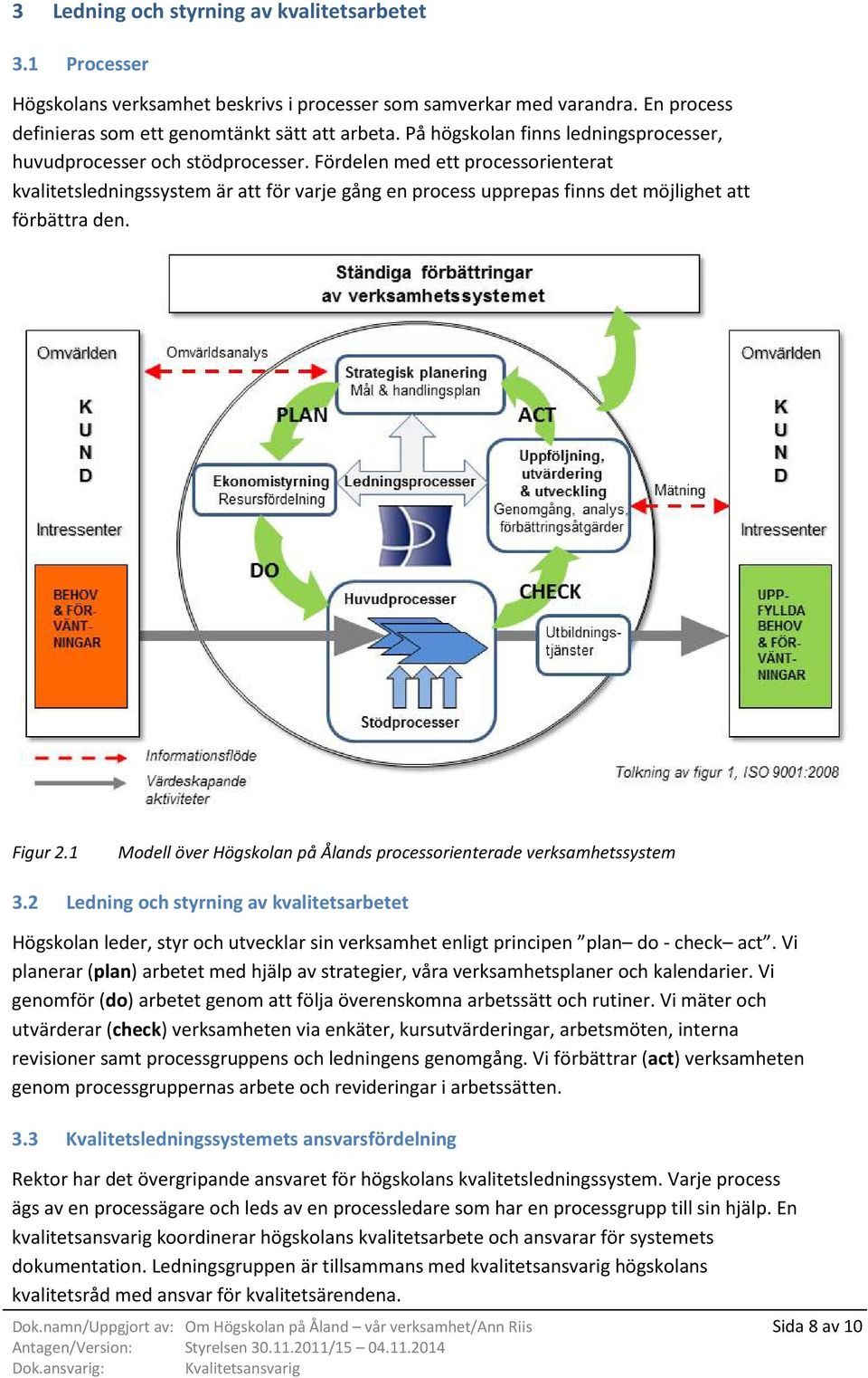 Fördelen med ett processorienterat kvalitetsledningssystem är att för varje gång en process upprepas finns det möjlighet att förbättra den. Figur 2.