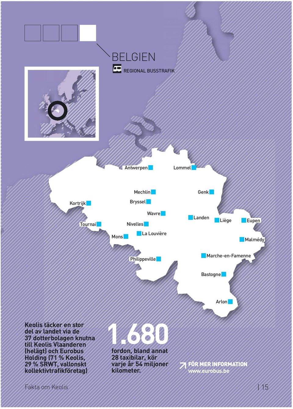 knutna till Keolis Vlaanderen (helägt) och Eurobus Holding (71 % Keolis, 29 % SRW, vallonskt kollektivtrafikföretag) 1.