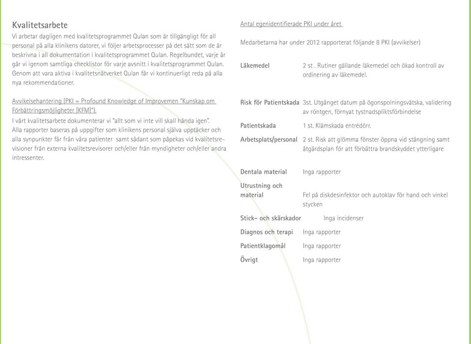 Genom att vara aktiva i kvalitetsnätverket Qulan får vi kontinuerligt reda på alla nya rekommendationer.