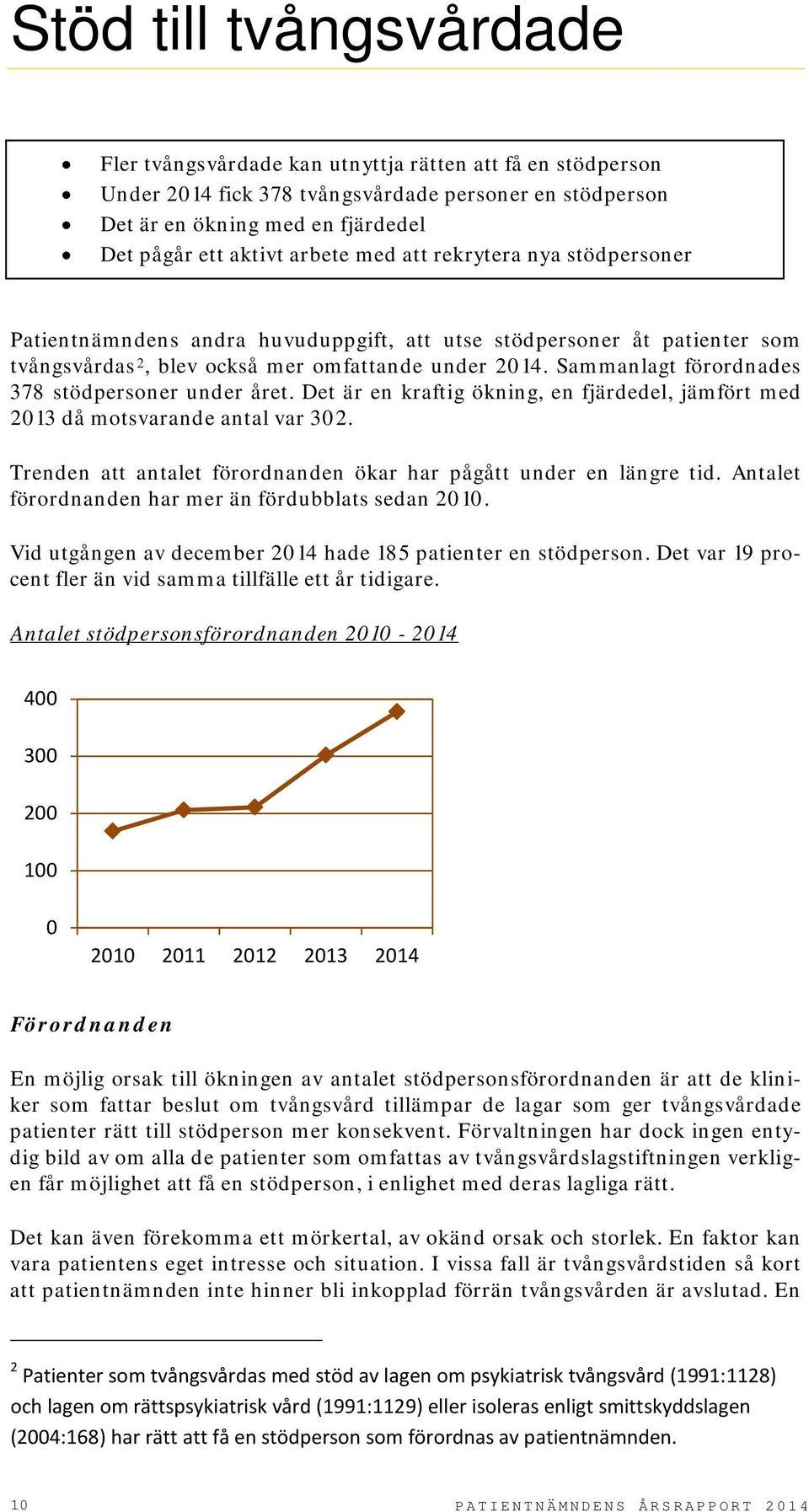 Sammanlagt förordnades 378 stödpersoner under året. Det är en kraftig ökning, en fjärdedel, jämfört med 2013 då motsvarande antal var 302.