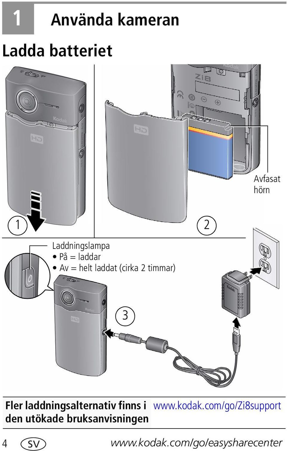 2 3 Fler laddningsalternativ finns i www.kodak.