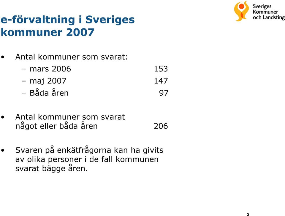 som svarat något eller båda åren 206 Svaren på enkätfrågorna