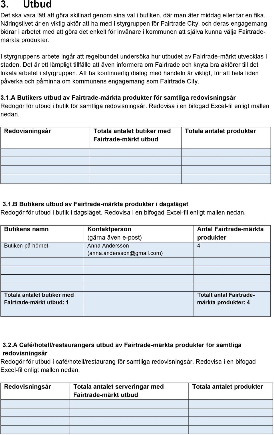 Fairtrademärkta produkter. I styrgruppens arbete ingår att regelbundet undersöka hur utbudet av Fairtrade-märkt utvecklas i staden.