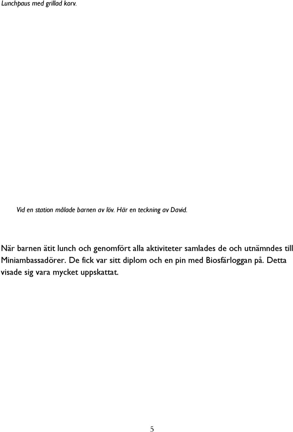 När barnen ätit lunch och genomfört alla aktiviteter samlades de och