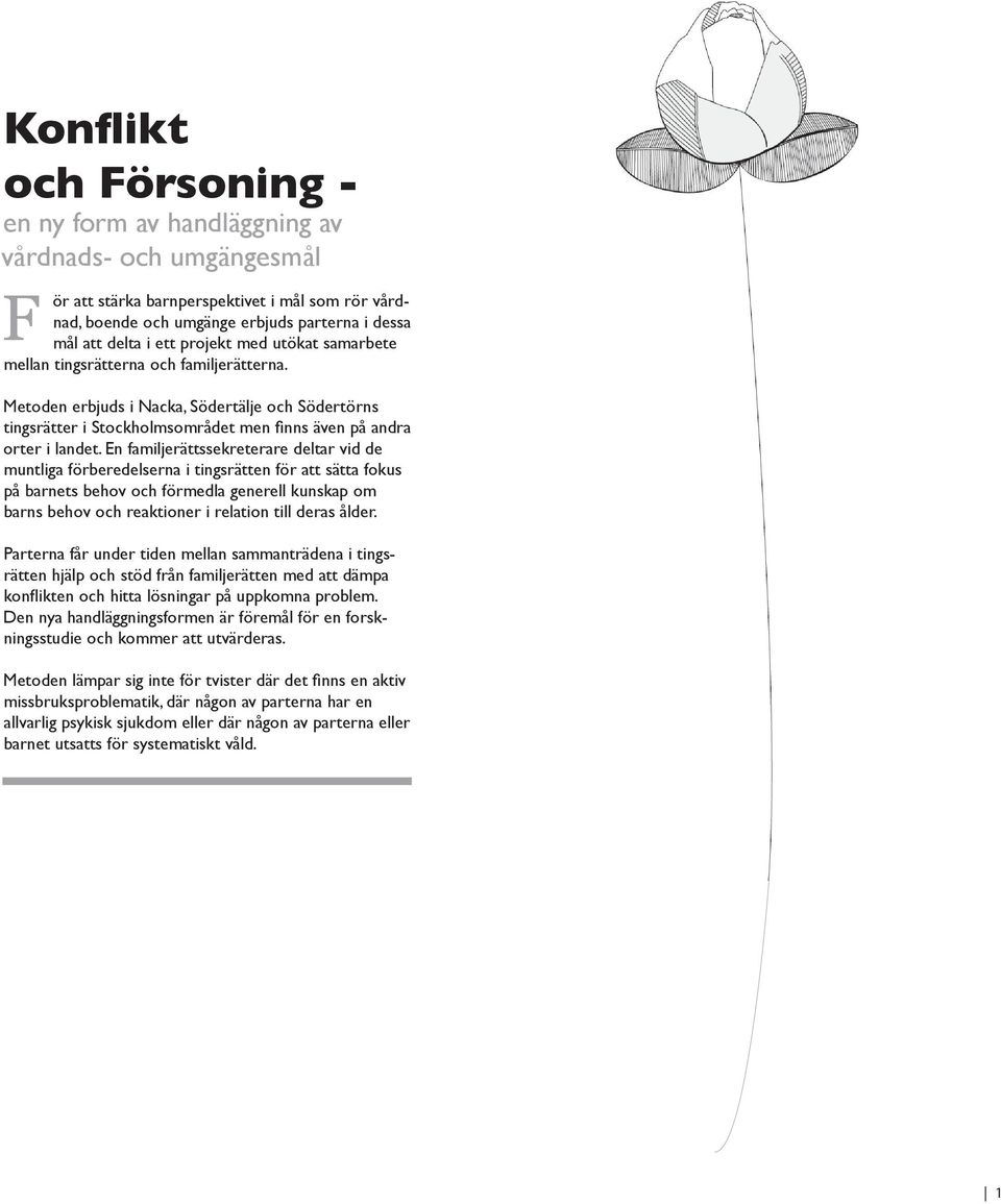 En familjerättssekreterare deltar vid de muntliga förberedelserna i tingsrätten för att sätta fokus på barnets behov och förmedla generell kunskap om barns behov och reaktioner i relation till deras