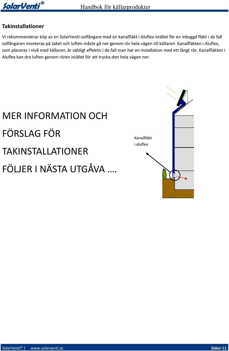 Kanalfläkten i Aluflex, som placeras i nivå med källaren, är väldigt effektiv i de fall man har en installation med ett långt rör.