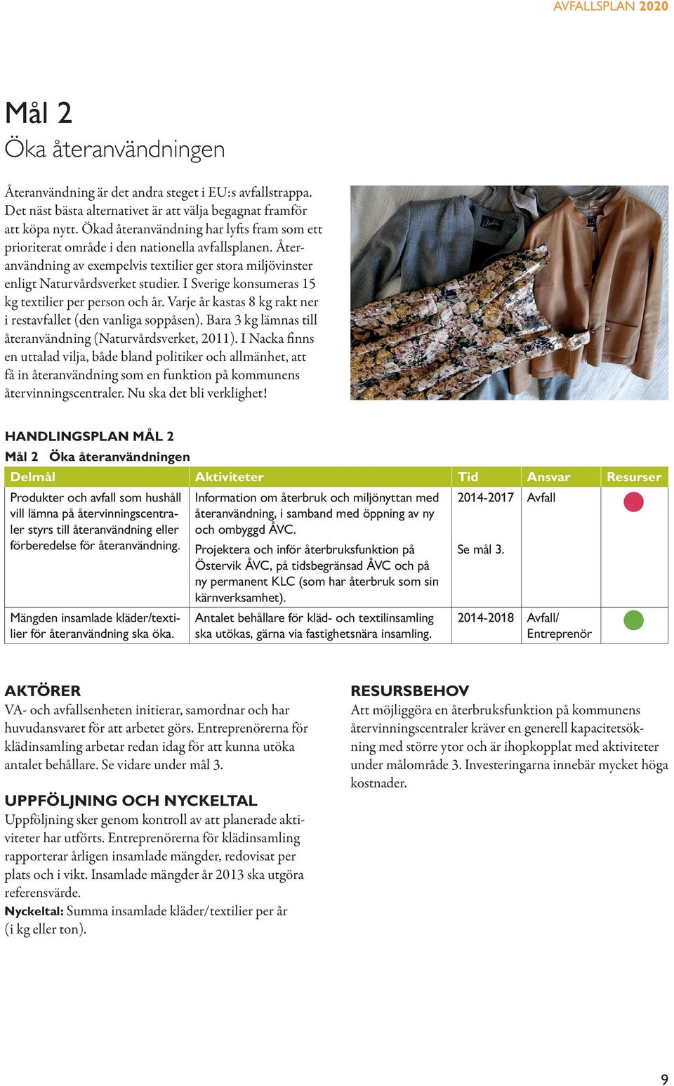 I Sverige konsumeras 15 kg textilier per person och år. Varje år kastas 8 kg rakt ner i restavfallet (den vanliga soppåsen). Bara 3 kg lämnas till återanvändning (Naturvårdsverket, 2011).