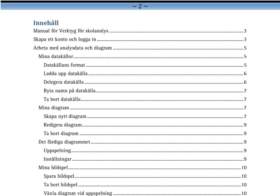 .. 7 Ta bort datakälla... 7 Mina diagram... 7 Skapa nytt diagram... 7 Redigera diagram... 9 Ta bort diagram.