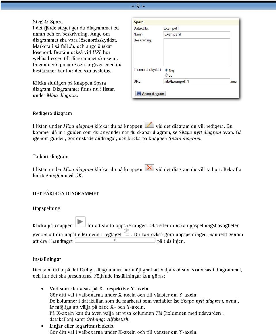 Diagrammet finns nu i listan under Mina diagram. Redigera diagram I listan under Mina diagram klickar du på knappen vid det diagram du vill redigera.