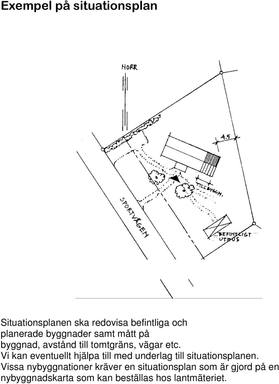 Vi kan eventuellt hjälpa till med underlag till situationsplanen.