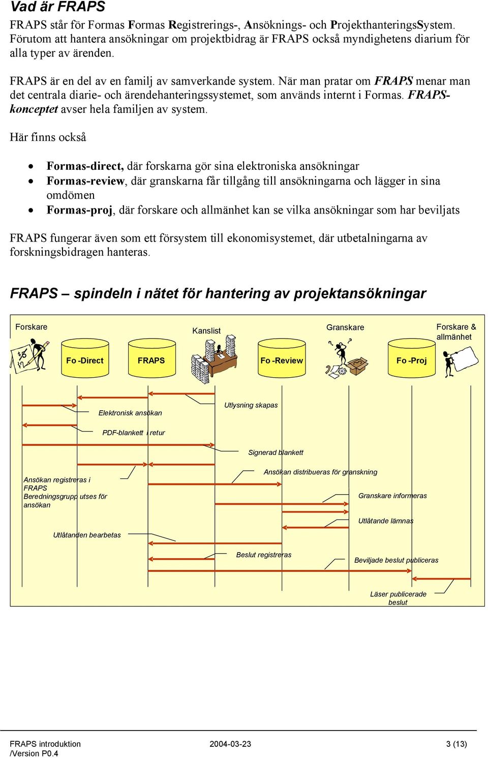 När man pratar om FRAPS menar man det centrala diarie- och ärendehanteringssystemet, som används internt i Formas. FRAPSkonceptet avser hela familjen av system.