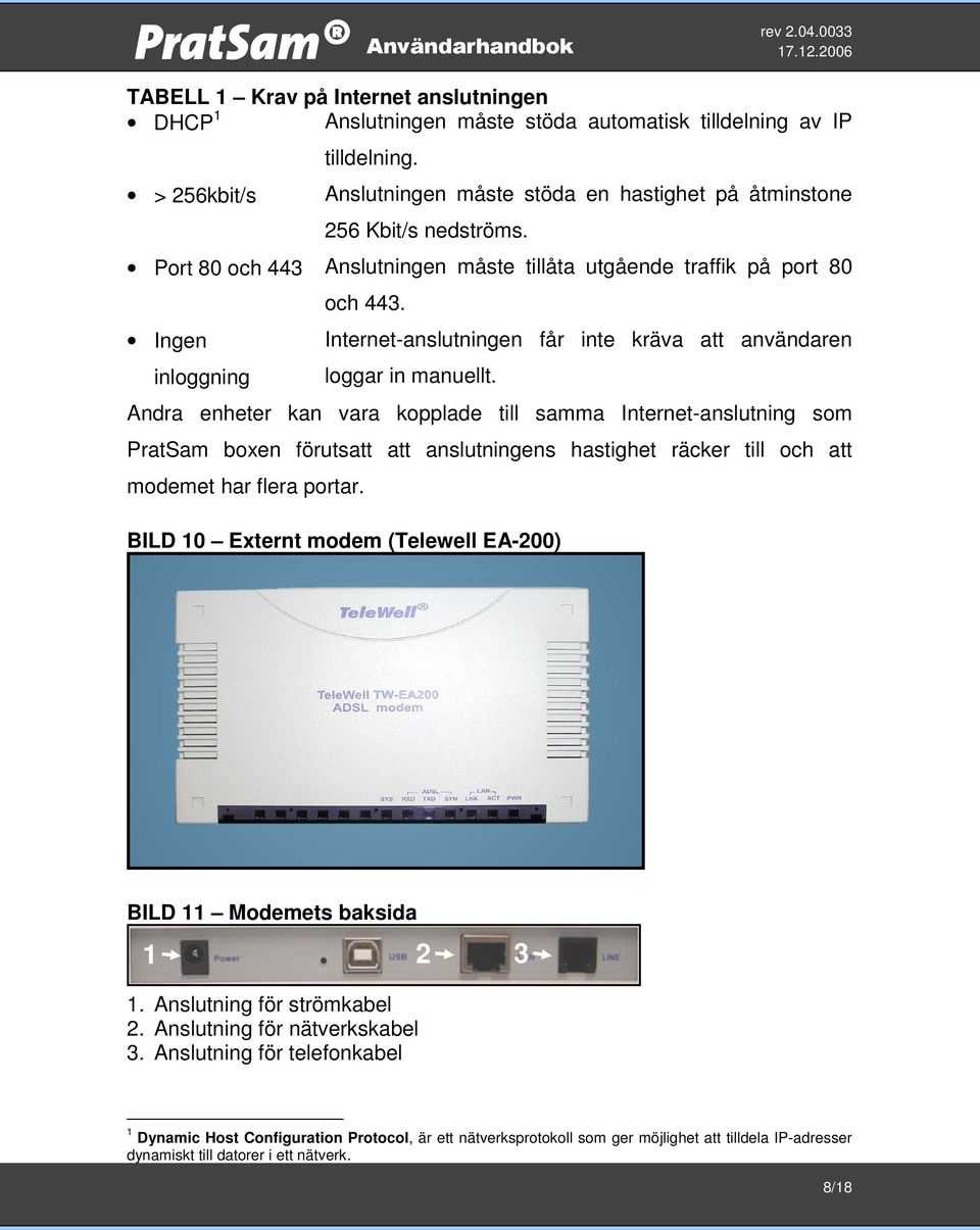 Andra enheter kan vara kopplade till samma Internet-anslutning som PratSam boxen förutsatt att anslutningens hastighet räcker till och att modemet har flera portar.