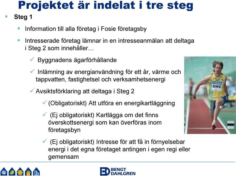 Avsiktsförklaring att deltaga i Steg 2 (Obligatoriskt) Att utföra en energikartläggning (Ej obligatoriskt) Kartlägga om det finns överskottsenergi