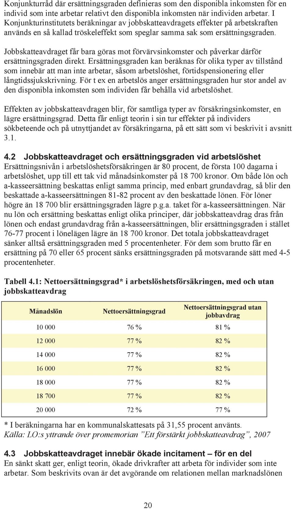 Jobbskatteavdraget får bara göras mot förvärvsinkomster och påverkar därför ersättningsgraden direkt.