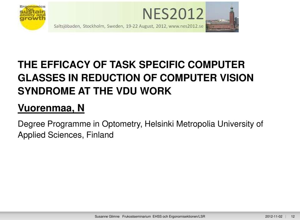 Optometry, Helsinki Metropolia University of Applied Sciences, Finland