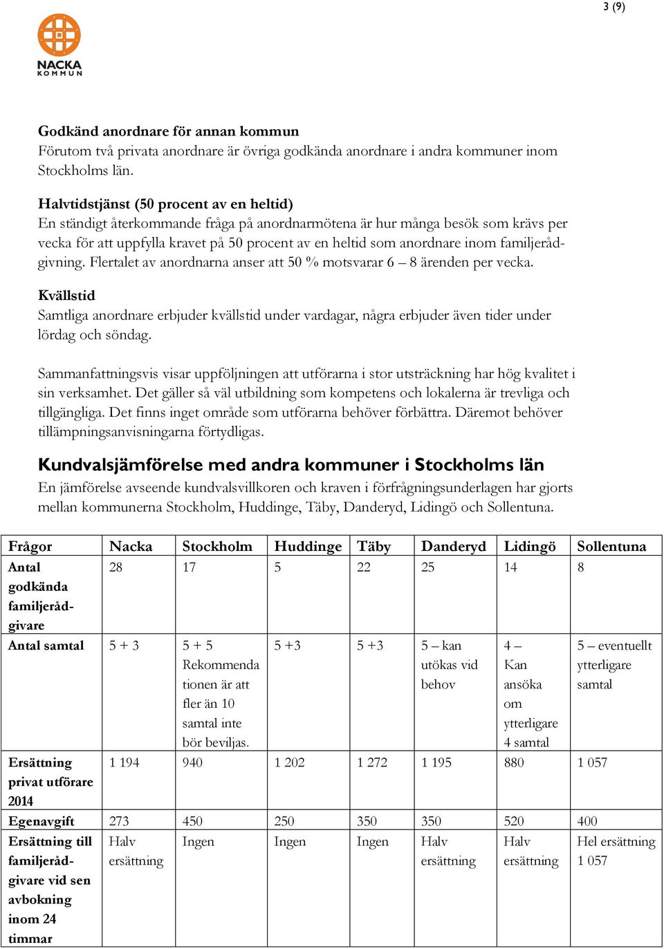 familjerådgivning. Flertalet av anordnarna anser att 50 % motsvarar 6 8 ärenden per vecka.