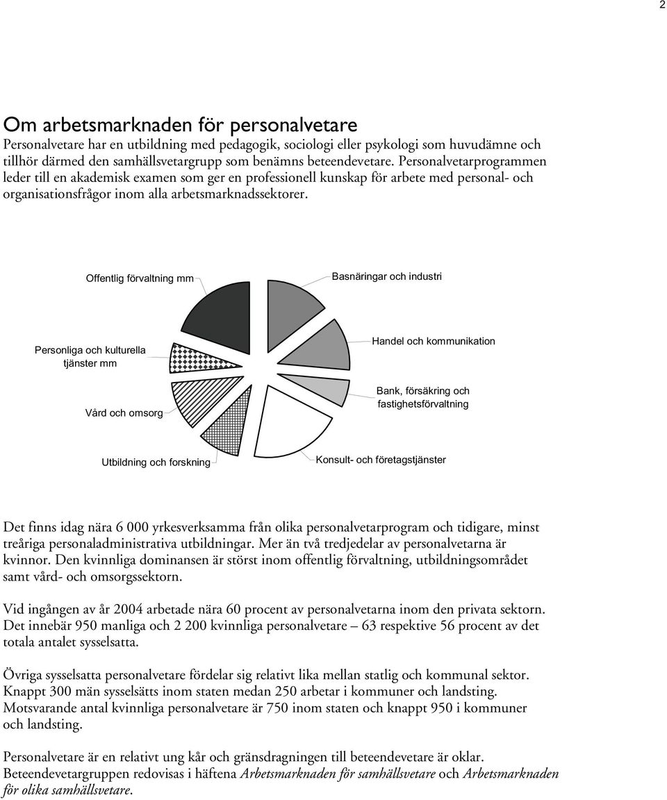 Offentlig förvaltning mm Basnäringar och industri Personliga och kulturella tjänster mm Vård och omsorg Handel och kommunikation Bank, försäkring och fastighetsförvaltning Utbildning och forskning