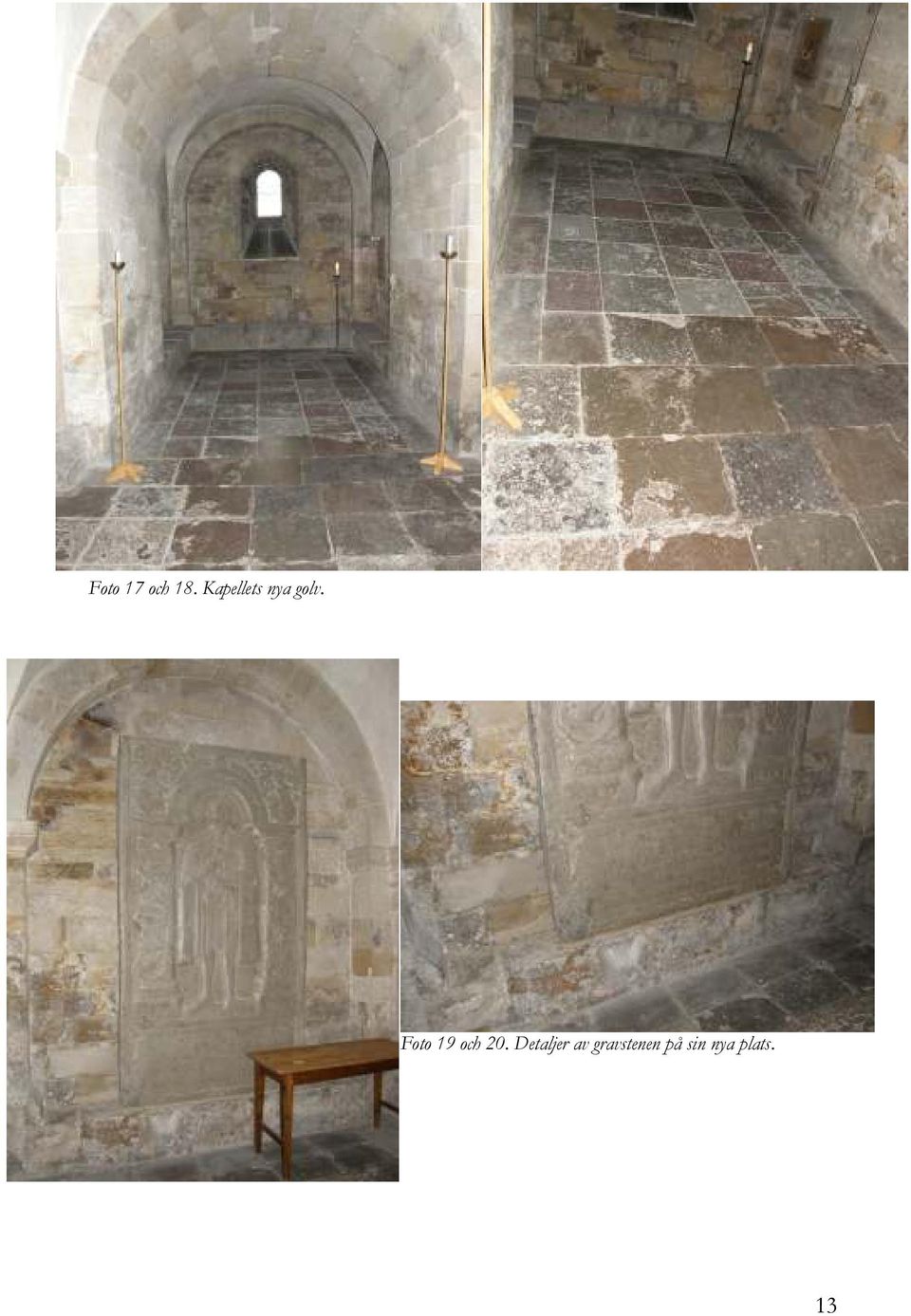 18. Kapellets nya golv. Foto 19 och 20.